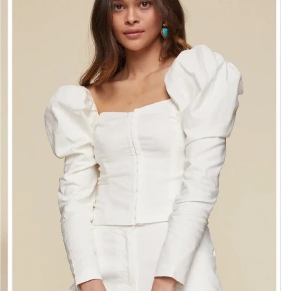 LPA Idalia Cream Corset Puff Sleeves Top Size S from REVOLVE